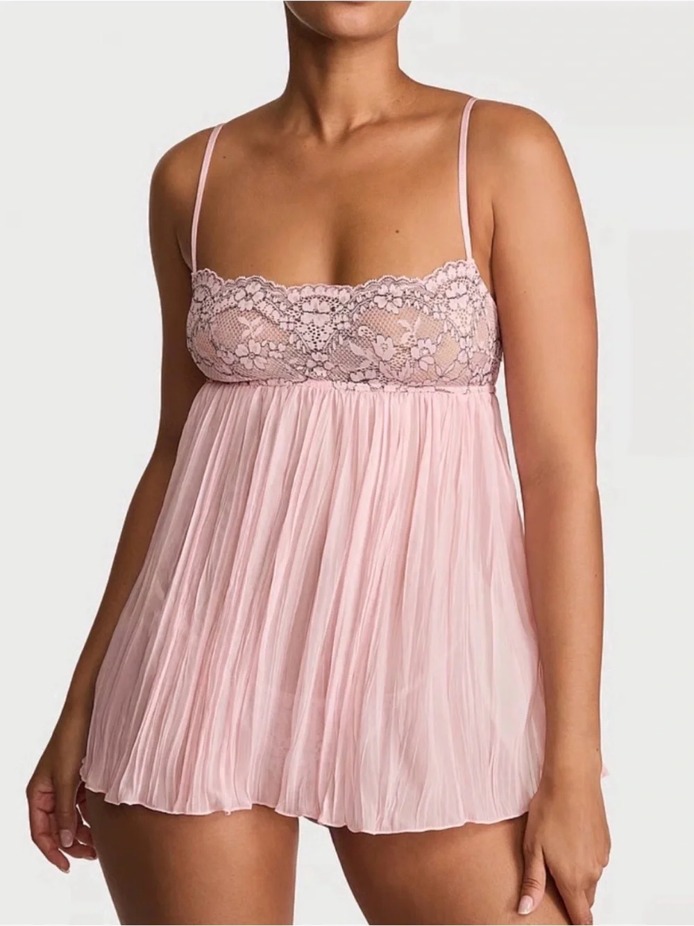 Victoria's Secret Dare to Dream Lace Pleated Babydoll Set